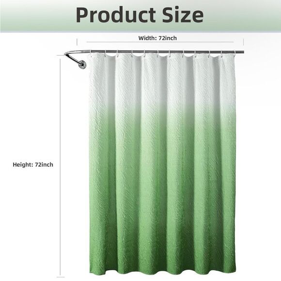 Bathroom Sage Green Shower Curtain Set Ombre with 12 Hooks, Modern Shower Curtai - Picture 5 of 6